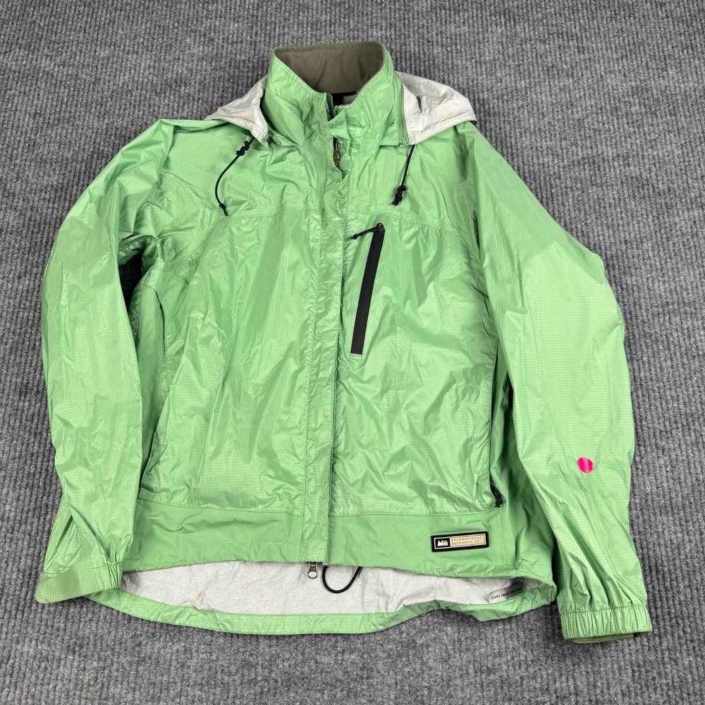 REI E1 Elements Rain Jacket Womens L Removable Hood Waterproof Lightweight - Picture 3 of 15